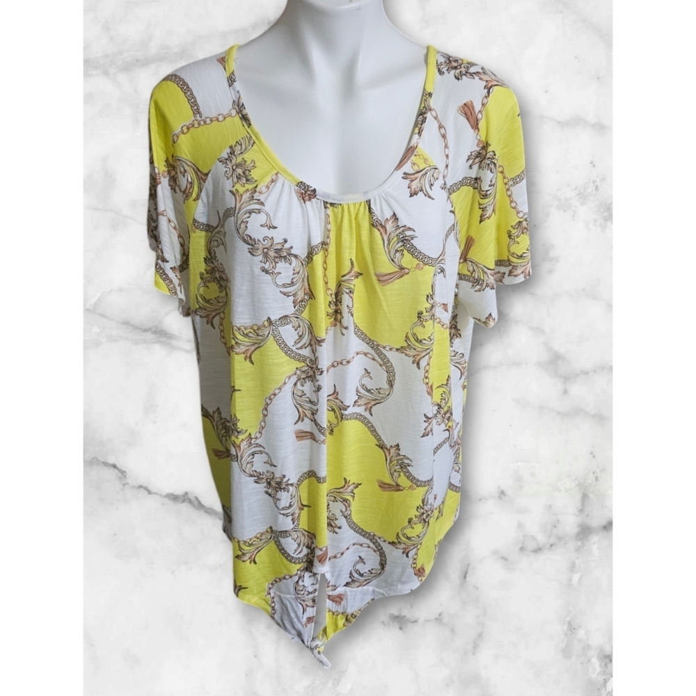 Goddess Strappy Back Tie front Blouse Yellow Size 3X